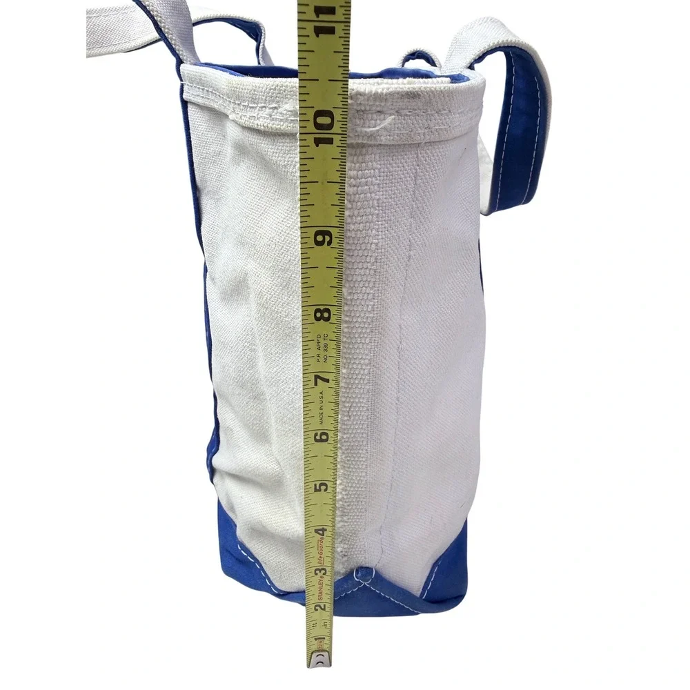 LLBean Boat and Tote Bag Blue White Canvas Zippered‎ Personalized Spunky